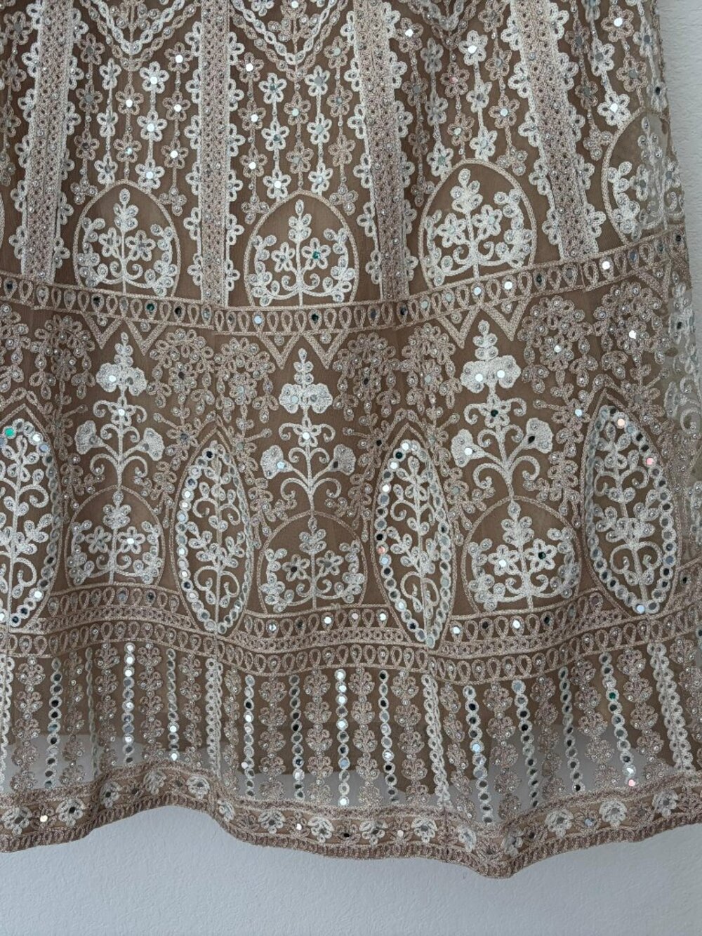 Champagne Beige Embroidered Lehenga Set | Sequin Bridal Lehenga | Indian outfit - Picture 7 of 11